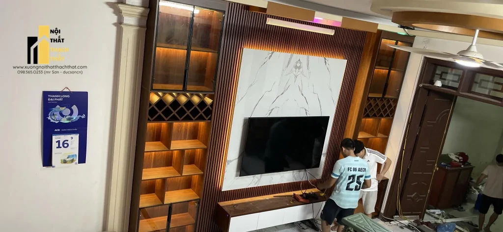 vách tivi phòng khách - vách tivi đẹp hiện đại 2026