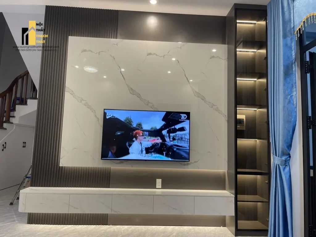 vách tivi phòng khách - vách tivi đẹp hiện đại