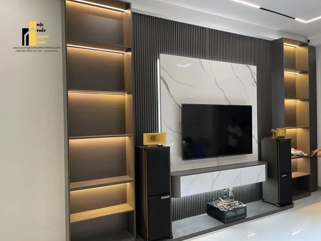 vách tivi phòng khách - vách tivi đẹp hiện đại 2026