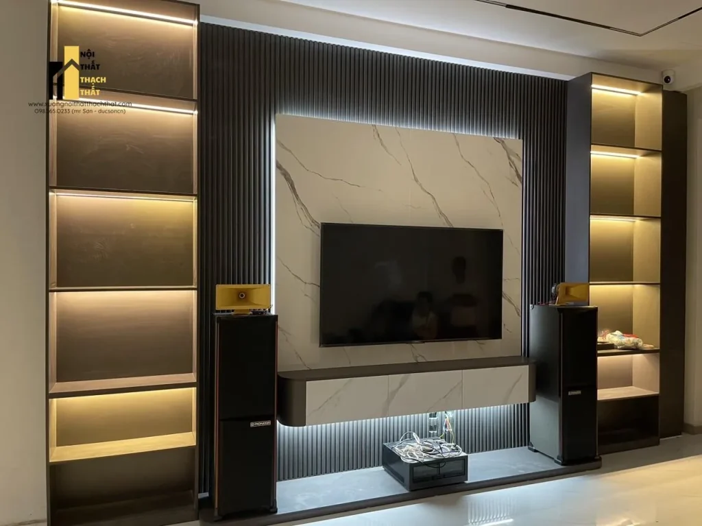 vách tivi phòng khách - vách tivi đẹp hiện đại 2026