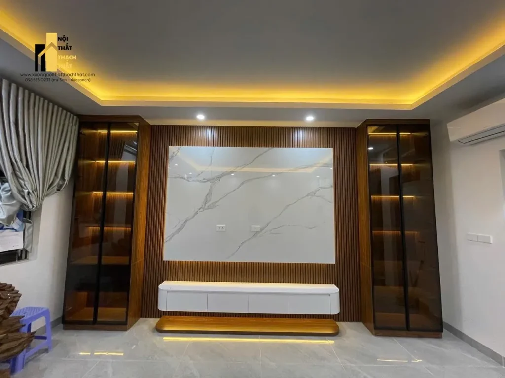 vách tivi phòng khách - vách tivi đẹp hiện đại 2026