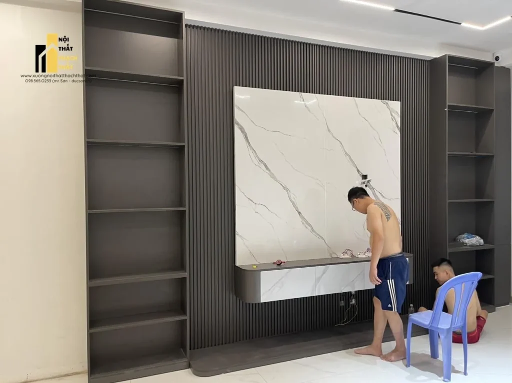 vách tivi phòng khách - vách tivi đẹp hiện đại 2026